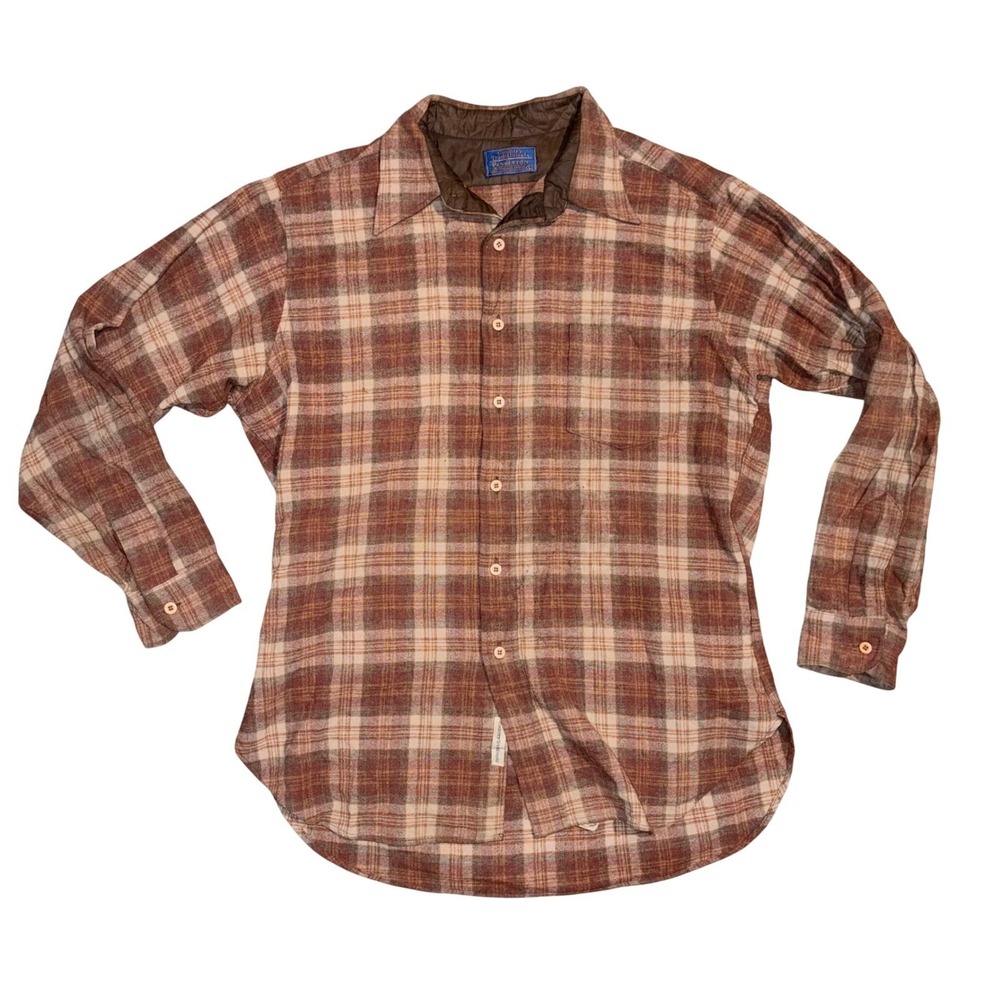Vintage Pendleton Country Traditionals Large Shadow Plaid Wool Flannel Shirt L